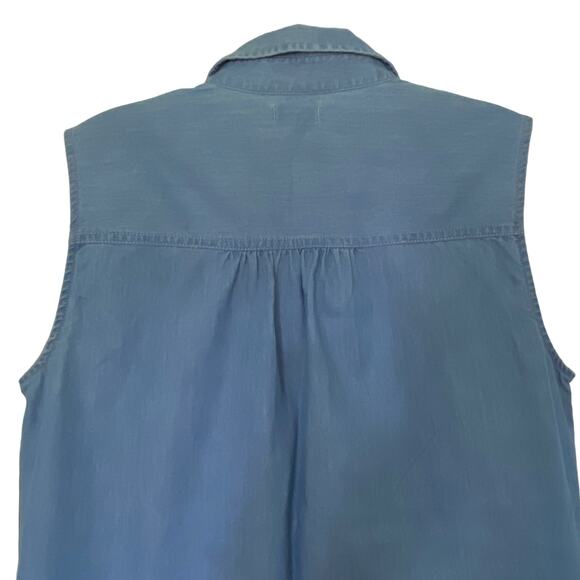 J. CREW FACTORY Top Women's Size 8 Sleeveless Denim Chambray Shirt Tie Waist - Picture 10 of 11